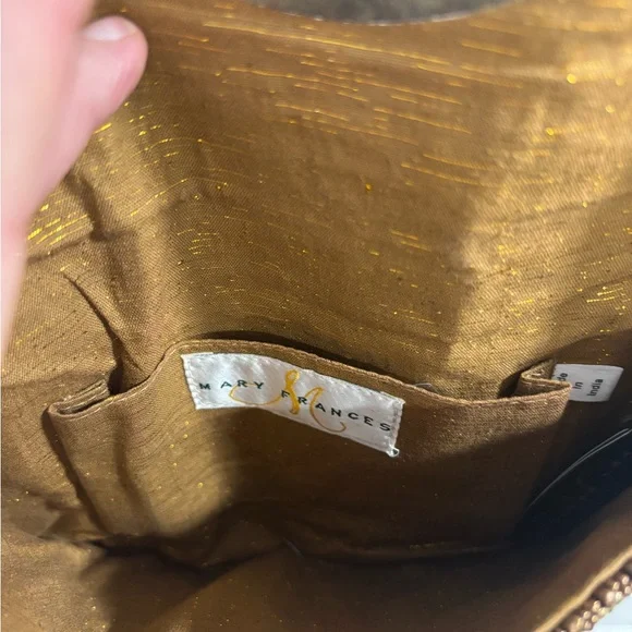 NWT Mary Frances Gold and Brown Handcrafted Gemstone Beaded Handbag - Picture 8 of 15